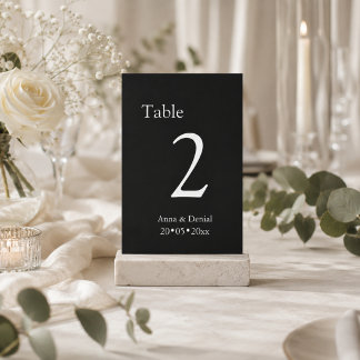 Trouwtafel nummerskaarten zwart en wit kaart
