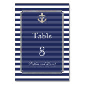Trouwtafelkaart Nautical Navy Strepen Zilver Kaart (Achterkant)