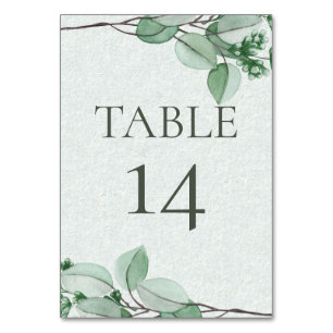Trouwtafelnummer   Elegante Waterverf Eucaly Kaart