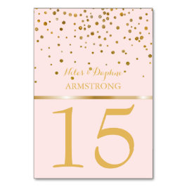 Trouwtafelnummers | Blush Pink Gold Confetti Kaart