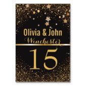 Trouwtafelnummers | Elegante gouden glitter sterre Kaart (Achterkant)