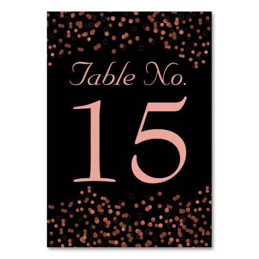 Trouwtafelnummers | Roos Gouden Confetti Stippen Kaart (Voorkant)