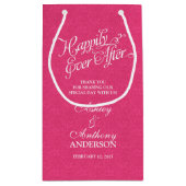 Trouwtas nog lang en gelukkig na roze witte kant klein cadeauzakje (Achterkant)