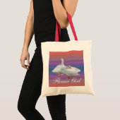 Trouwtas. Twee witte ganzen op fancy achtergrond. Tote Bag (Voorkant (product))