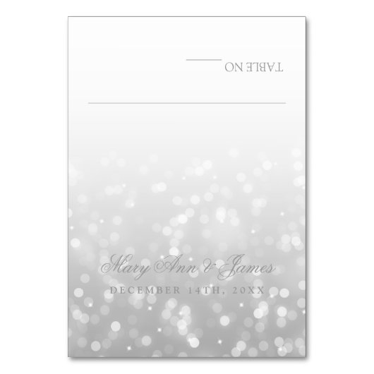 Trouwtent Plaatskaarten Silver Bokeh Sparkle Light Kaart (Voorkant)