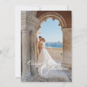 Trouwtuin Kasteel Elegante Flora Script Foto Kaart (Achterkant)