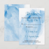 Trouwuitnodiging Aquarel Blauw RSVP (Voorkant / Achterkant)