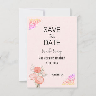 Trouwuitnodiging Bloem Roze Hart Rand RSVP Kaartje