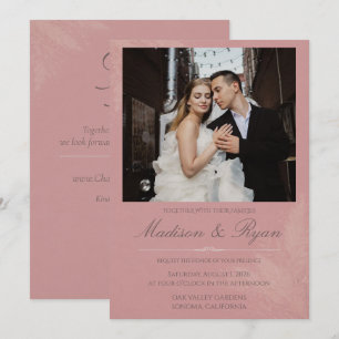 Trouwuitnodiging Blush Romance met foto Kaart