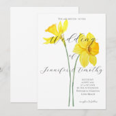 Trouwuitnodiging Botanisch 2 gele narcissen Kaart (Voorkant / Achterkant)