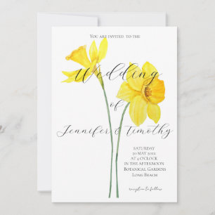 Trouwuitnodiging Botanisch 2 gele narcissen Kaart