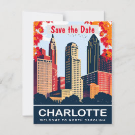 Trouwuitnodiging Charlotte Skyline Blauw Save The Date