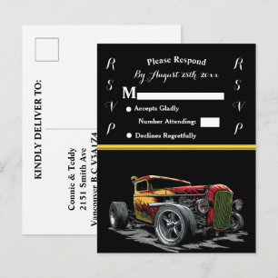 Trouwuitnodiging en Hot Rod Uitnodiging Briefkaart
