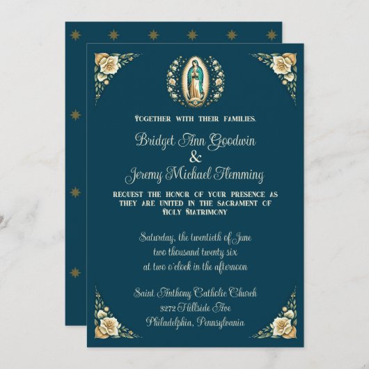 Trouwuitnodiging geïnspireerd op Onze Lieve Vrouw  Kaart (Voorkant / Achterkant)