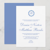 Trouwuitnodiging in korenbloemblauw kaart (Voorkant / Achterkant)
