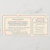 Trouwuitnodiging in Navy en Roze met RSVP kaartje Kaart (Voorkant / Achterkant)