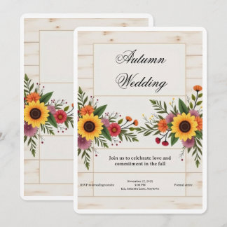 Trouwuitnodiging met bloemen – Elegant & Eenvoudig Kaart