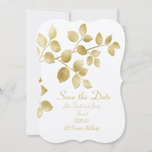 Trouwuitnodiging met datum 'Save the Date' en blad Save The Date