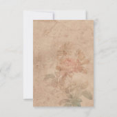 Trouwuitnodiging met gedrukte bloemen in vintage p RSVP kaartje (Achterkant)