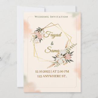 Trouwuitnodiging met goud folie | Elegante Schreef Feestdagenkaart