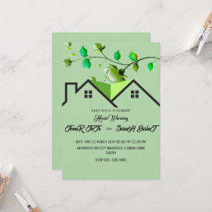 Trouwuitnodiging met groen Template: Kaart