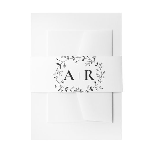 Trouwuitnodiging met kronkelende wijnranken uitnodigingen wikkel (Voorkant Voorbeeld)