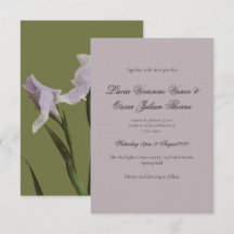 Trouwuitnodiging met Lavendel Iris Bloemen in Kleu