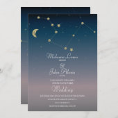 Trouwuitnodiging met maan sterrenbeeld goud folie kaart (Voorkant / Achterkant)