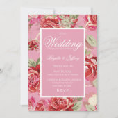 Trouwuitnodiging met rode roos aankondiging (Voorkant)