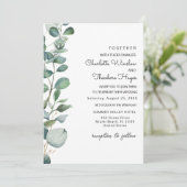 Trouwuitnodiging met tuin Eucalyptus en groen Save The Date (Staand voorkant)