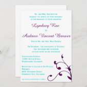 Trouwuitnodiging met turquoise en Paarse Kaart (Voorkant / Achterkant)