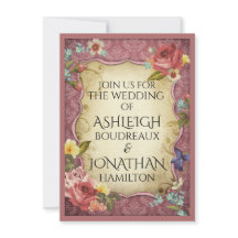 Trouwuitnodiging met vintage perkamentprint