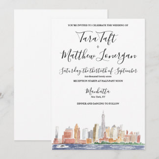 Trouwuitnodiging met waterverf New York City Kaart
