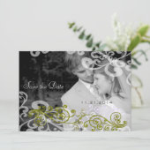 Trouwuitnodiging met wervelend effect en jouw foto kaart (Staand voorkant)