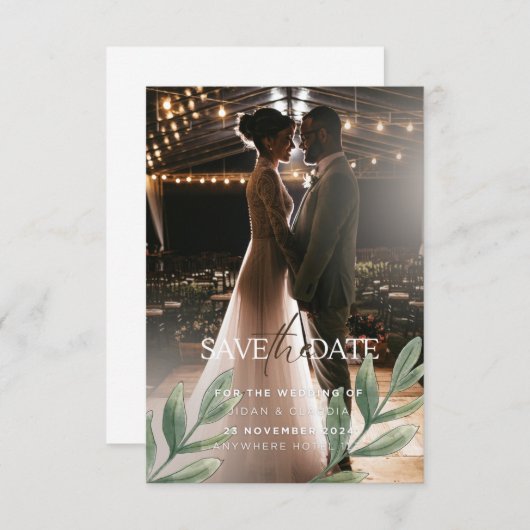 Trouwuitnodiging - modern stijlvol en klassiek kaart (Voorkant / Achterkant)