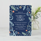 Trouwuitnodiging Navy Elegance Kaart (Staand voorkant)