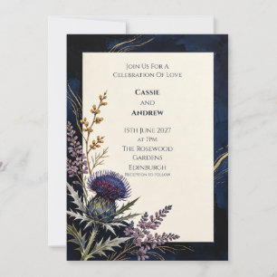 Trouwuitnodiging Navy Thistle Koper Kaart