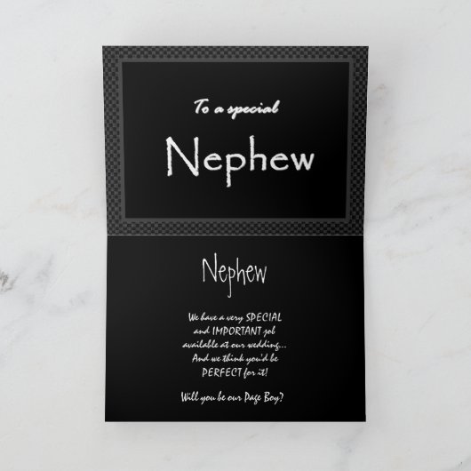 Trouwuitnodiging NEPHEW Page Boy - Aanpasbaar (Binnen)