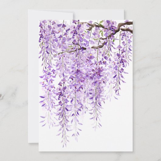 Trouwuitnodiging paarse wisteria in bloei 2024 kaart (Achterkant)