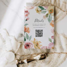 Trouwuitnodiging Soft Blooms Details QR kaart