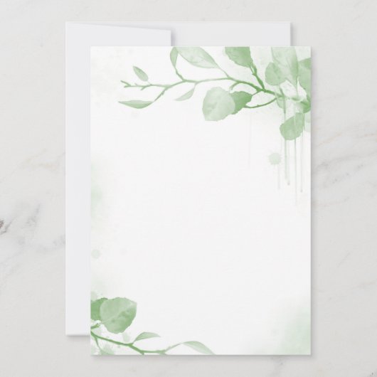 Trouwuitnodiging Template met Groene Tinten Kaart (Achterkant)