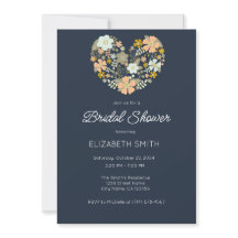 Trouwuitnodiging template met Navy Blauwe Bloemen