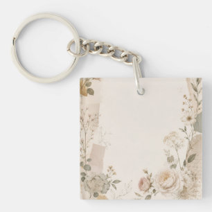 Trouwuitnodiging voor tuin met natuurlijke element sleutelhanger