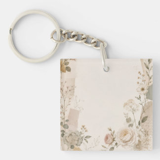 Trouwuitnodiging voor tuin met natuurlijke element sleutelhanger