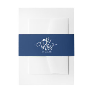 Trouwuitnodiging Wrap / Buikband Marineblauw Uitnodigingen Wikkel