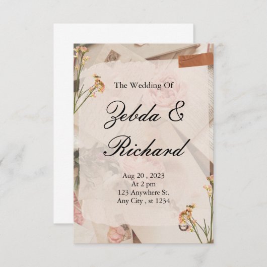 Trouwuitnodigingen briefpapier. kaart (Voorkant / Achterkant)