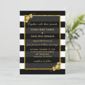 Trouwuitnodigingen | Goud Folie Zwarte Strepen Kaart (Staand voorkant)