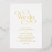 Trouwuitnodigingen met klassiek script en goud fol folie uitnodiging (Voorkant)