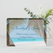 Trouwuitnodigingen met monogram palmbomen op het s kaart (Staand voorkant)