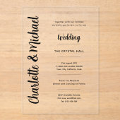 Trouwuitnodigingen van acryl transparant modern en acryl uitnodigingen (Voorkant)